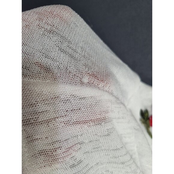 Ana & Rose LG Sheer Floral Embroidered Cardigan White Cottagecore Boho Feminine - Picture 9 of 10